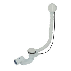 Vidage automatique baignoire TBR avec clapet et volant Blancs, câble 650mm
