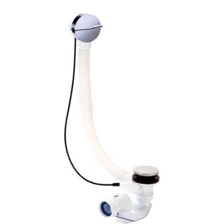 Vidage baignoire EASYBAIN® design WAVE à câble, volant et clapet ABS chromé