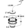 Bonde et vidage plastique pour éviers 1 cuve, Ø 84 mm, perçage 60 mm