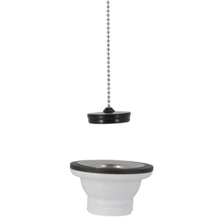 Bonde plastiqu, Ø 70 mm, éviers inox, 1 cuve, en polypropylène blanc
