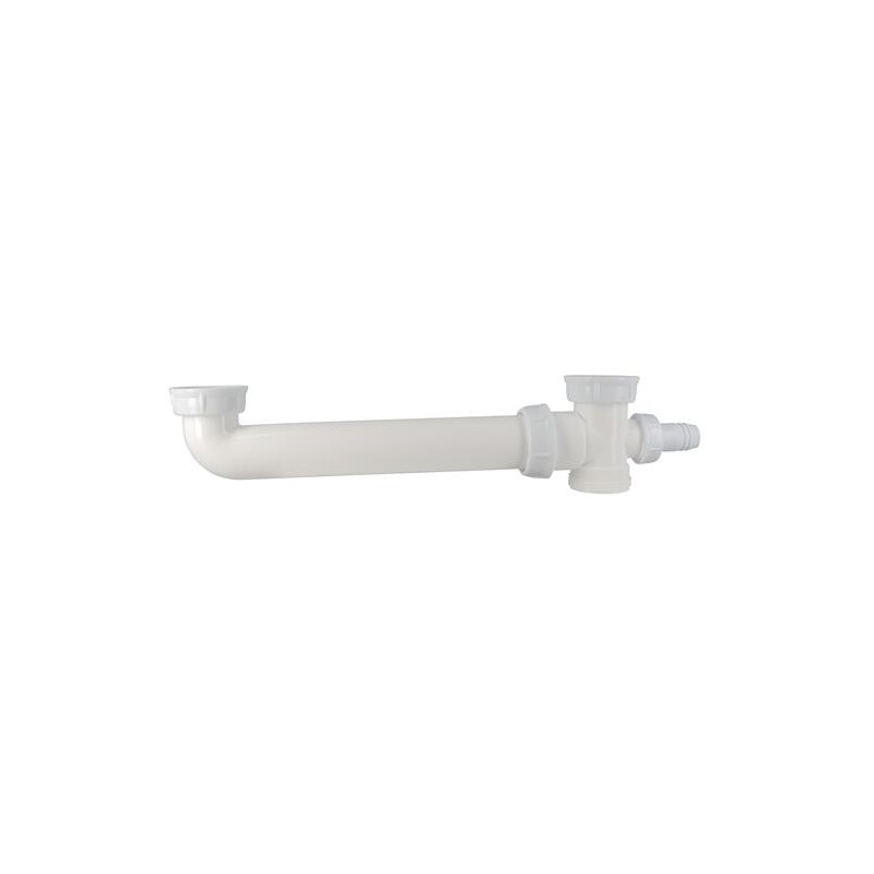 Tubulure de raccordement pour éviers 2 cuves égales en plastique blanc