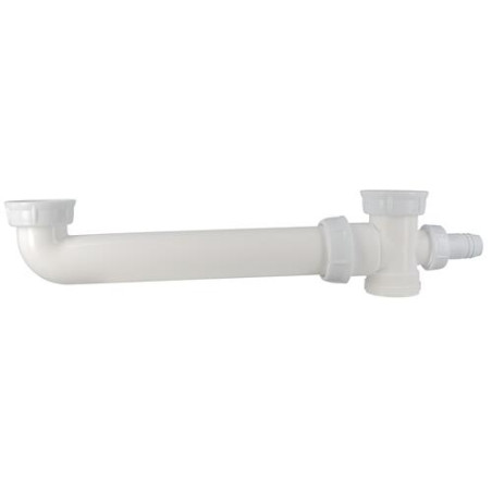 Tubulure de raccordement pour éviers 2 cuves égales en plastique blanc