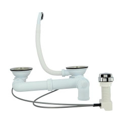 Bondes pour éviers tous matériaux pour 2, à panier Ø 114, 2 commandes automatiques