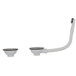 Vidage à panier pour éviers tous matériaux 2 cuves, perçage 90 mm