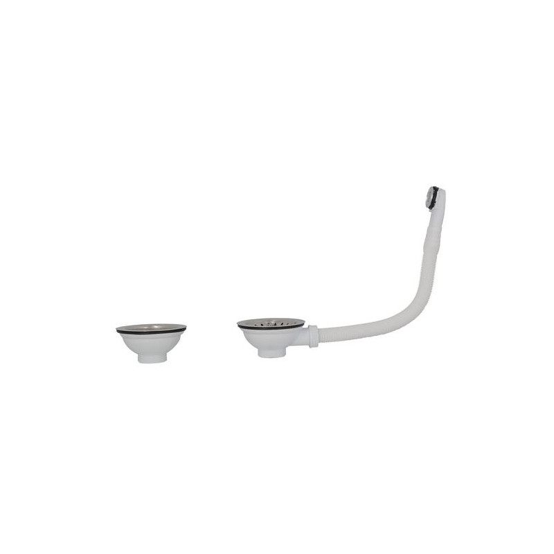 Vidage à panier pour éviers tous matériaux 2 cuves, perçage 90 mm