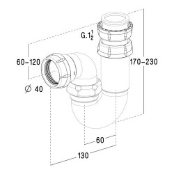 542-siph.evier 180 réglable sort.horiz
