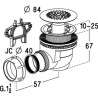 Bonde receveur de douche, Ø 60 mm, sortie horizontale Ø 40 mm, à grille inox