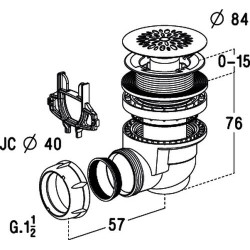 Bonde receveur de douche, Ø 60 mm, sortie horizontale Ø 40 mm, à grille