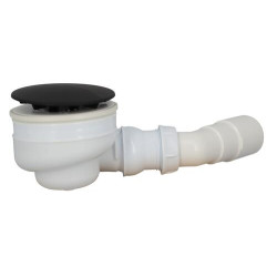 Bonde receveur douche TURBOFLOW®, Ø90 mm, capot ABS noir mat, sortie horizontale