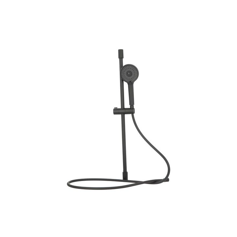 Ensemble de douche BLACK, noir mat, 3+1 jets, sur barre, flexible 1,75 m