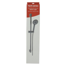 Ensemble de douche BLACK, noir mat, 3+1 jets, sur barre, flexible 1,75 m