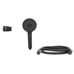 Set de douche BLACK, noir mat, 3+1 jets, support mural articulé, flexible 1,75 m