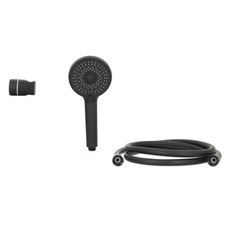 Set de douche BLACK, noir mat, 3+1 jets, support mural articulé, flexible 1,75 m