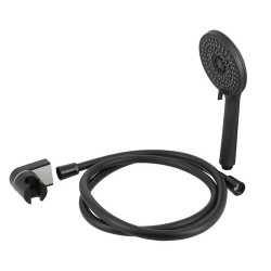 Set de douche BLACK, noir mat, 3+1 jets, support mural articulé, flexible 1,75 m