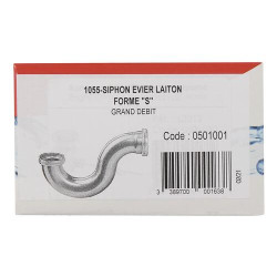 Siphon pour évier et baignoire forme "P", laiton, grand débit, Ø 40 mm