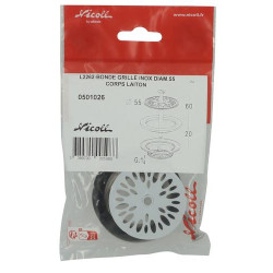 Bonde de lavabo, corps laiton, à grille Ø 55 mm, filetage 1"1/4