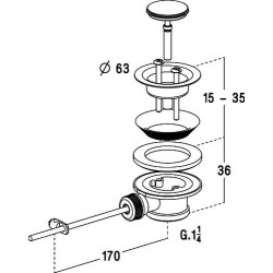 Bonde lavabo en laiton chromee avec tirette