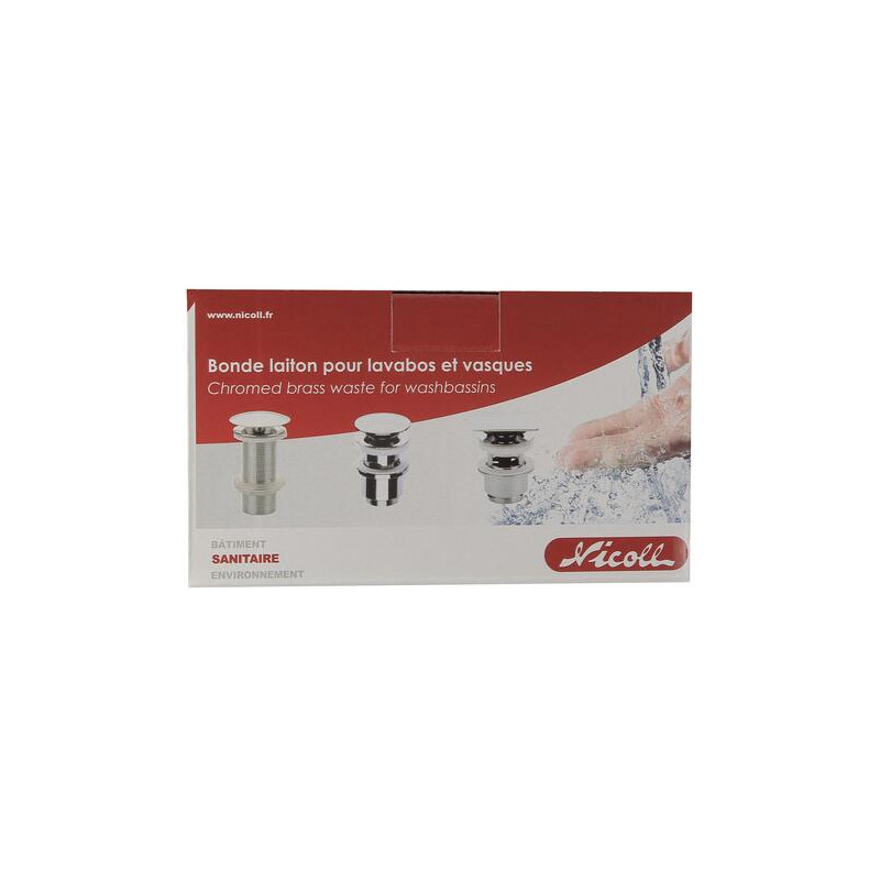 Bonde de lavabo laiton design, à écoulement libre, hauteur 100 mm