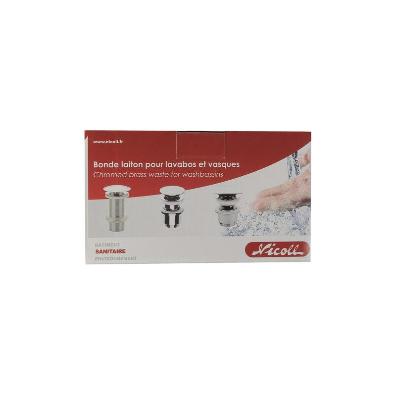 Bonde de lavabo laiton design clic-clac, pour vasques avec trop-plein - réf. 0501084
