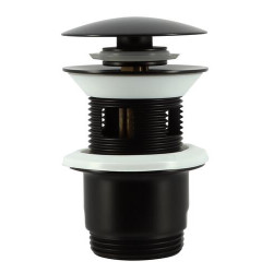 Bonde de lavabo noire design clic-clac, pour vasques avec trop-plein