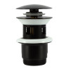 Bonde de lavabo noire design clic-clac, pour vasques avec trop-plein