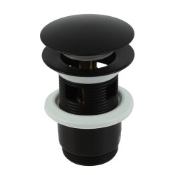 Bonde de lavabo noire design clic-clac, pour vasques avec trop-plein