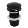 Bonde de lavabo noire design clic-clac, pour vasques avec trop-plein
