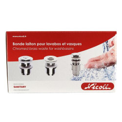 Bonde de lavabo laiton design clic-clac, pour vasques sans trop-plein