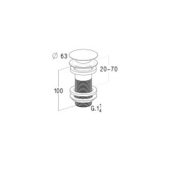 Bonde de lavabo laiton design clic-clac, pour vasques sans trop-plein
