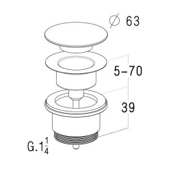 Bonde de lavabo laiton design clic-clac, pour vasques avec ou sans trop-plein