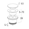 Bonde de lavabo laiton design clic-clac, pour vasques avec ou sans trop-plein