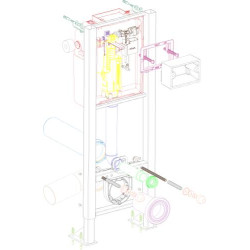 Bâti-support autoportant,faible hauteur,double volume 3/6 l, 750 mm, sans plaque