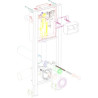 Bâti-support autoportant,faible hauteur,double volume 3/6 l, 750 mm, sans plaque