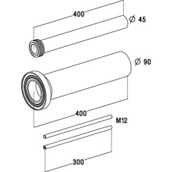 Kit tube/manchon 400mm tiges 300mm
