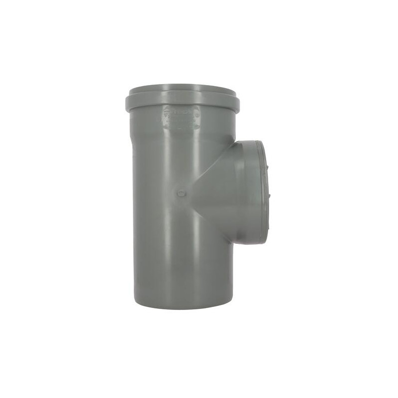 Té visite vertical CR4 Ø250 mm Mâle/Femelle Joint Standard Gris