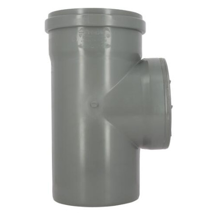 Té visite vertical CR4 Ø250 mm Mâle/Femelle Joint Standard Gris