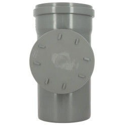 Té visite vertical CR4 Ø250 mm Mâle/Femelle Joint Standard Gris