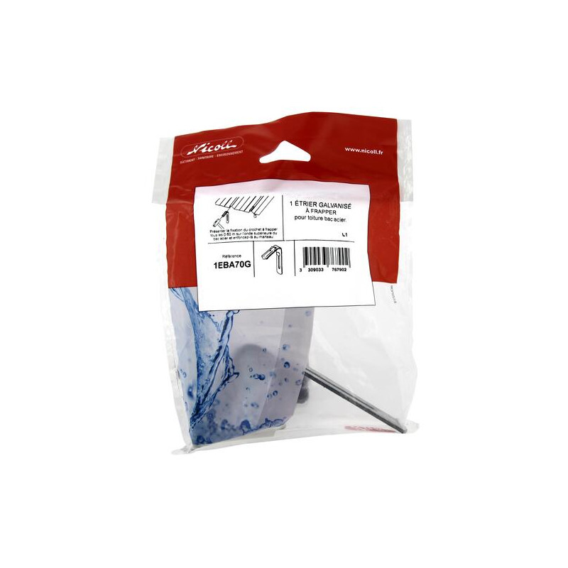 1 étrier galvanisé à frapper t bac acier s/sachet