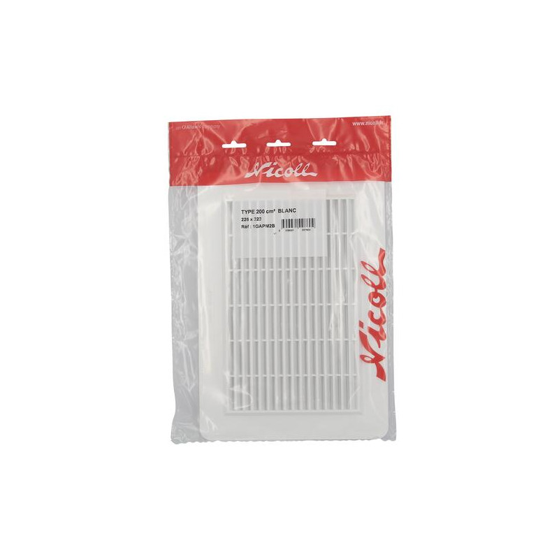 Grille d'aération pour façade, rectangulaire 223 x 326, blanche, en polystyrène