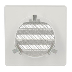 Grille d'aération pour façade, carrée 109 x 109, à clipser, blanche