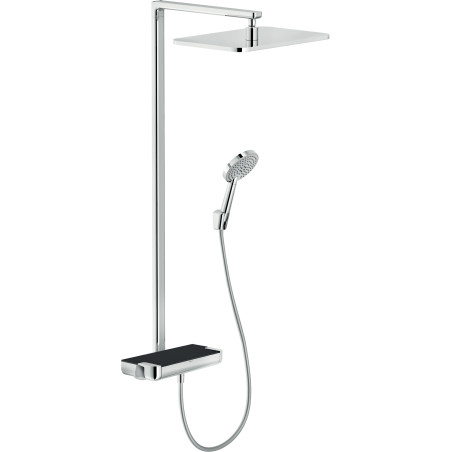 Colonne douche thermostatique PLAIN avec étagère en verre noir chromé