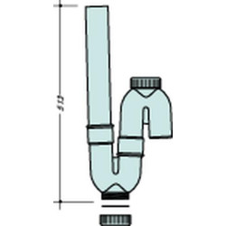 Siphon de machine à laver, en PVC-C gris, à sortie verticale orientable, Ø 40