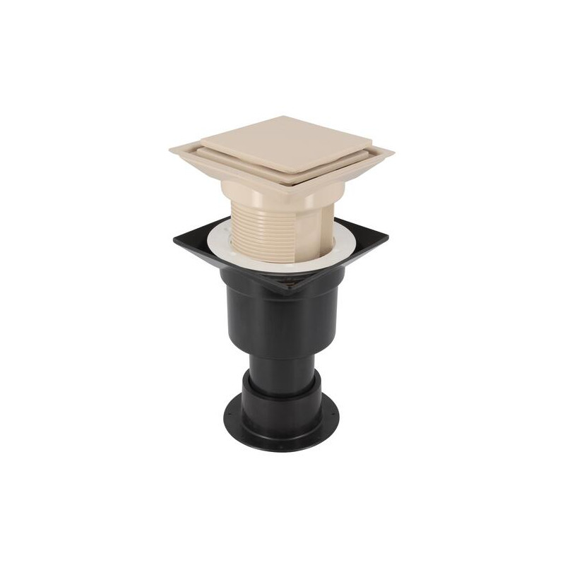 Avaloir de balcon, Ø 80, en PVC, sable, sans natte d'étanchéité