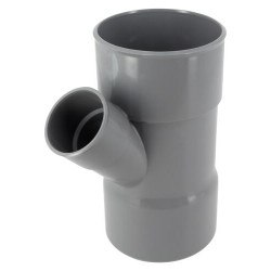 Culotte simple, Ø 100, femelle-femelle à 45°, à coller, gris, en PVC