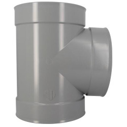 Té Ø 250 mm, femelle-femelle à 87°30, à coller, gris, en PVC