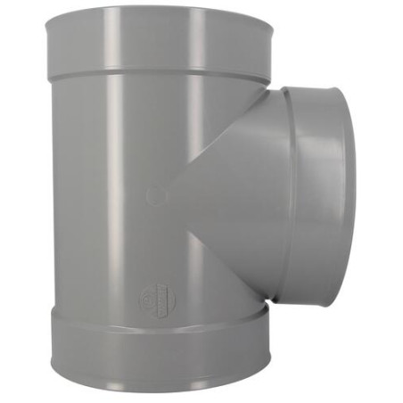 Té Ø 250 mm, femelle-femelle à 87°30, à coller, gris, en PVC