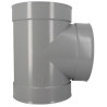 Té Ø 250 mm, femelle-femelle à 87°30, à coller, gris, en PVC