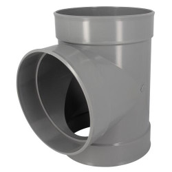 Té Ø 250 mm, femelle-femelle à 87°30, à coller, gris, en PVC