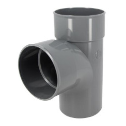 Culotte simple, Ø 100, mâle-femelle à 87°30, à coller, gris, en PVC