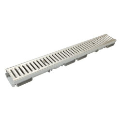 1m caniveau bas larg.130 grille a15 pass.inox